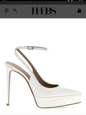Le Silla Uma Patent White Slingback Heels 37